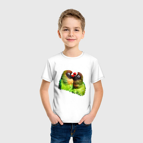 Детская футболка Влюбленные попугаи / Белый – фото 3