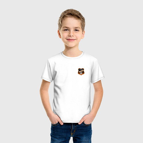 Детская футболка ФК Урал - маленький логотип / Белый – фото 3