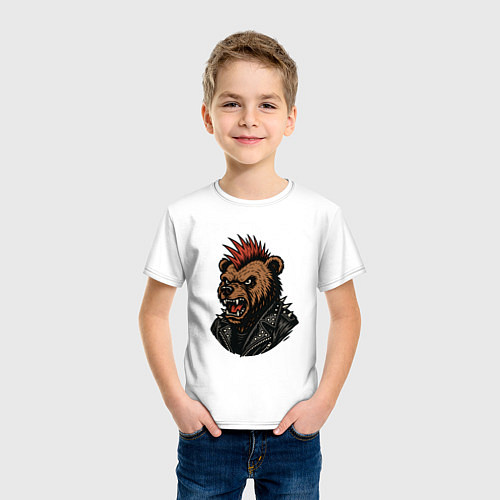 Детская футболка Медведь панк / Белый – фото 3