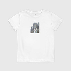 Футболка хлопковая детская Зайяц турист, цвет: белый