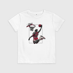 Футболка хлопковая детская Michael Jordan dunk, цвет: белый
