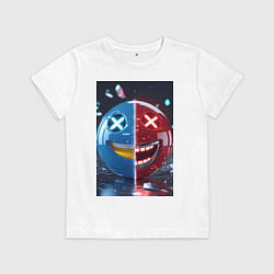 Футболка хлопковая детская Смайлик твоего настроения, цвет: белый