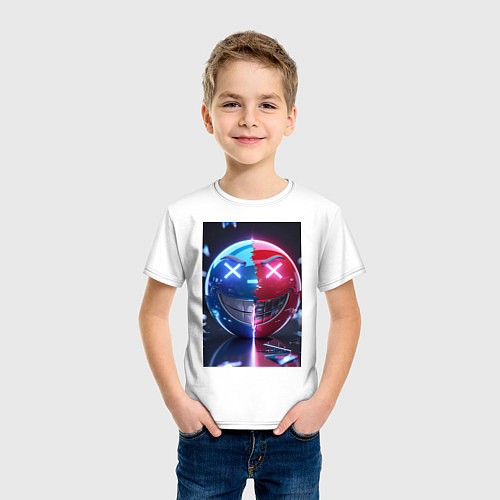 Детская футболка Смайлик твоего настроения / Белый – фото 3