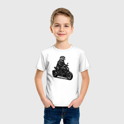Детская футболка Выдра байкер / Белый – фото 3