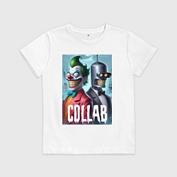 Футболка хлопковая детская Joker and Bender - collab, цвет: белый