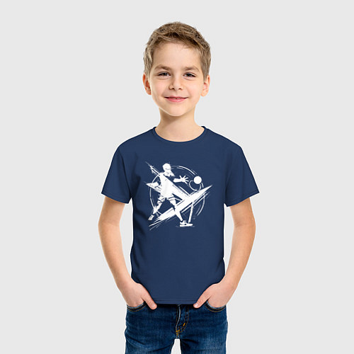 Детская футболка Динамичная игра в настольный теннис / Тёмно-синий – фото 3