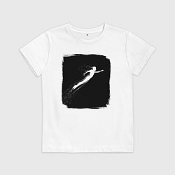 Футболка хлопковая детская Плывущий под водой, цвет: белый