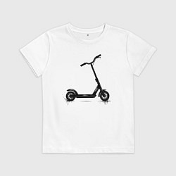 Футболка хлопковая детская Самокат черное граффити, цвет: белый