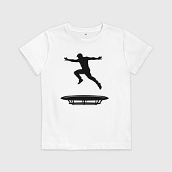 Футболка хлопковая детская Прыжок на батуте, цвет: белый