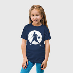 Футболка хлопковая детская Стритболист в круге, цвет: тёмно-синий — фото 2