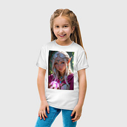Футболка хлопковая детская Прекрасная эльфийка с магической сферой, цвет: белый — фото 2