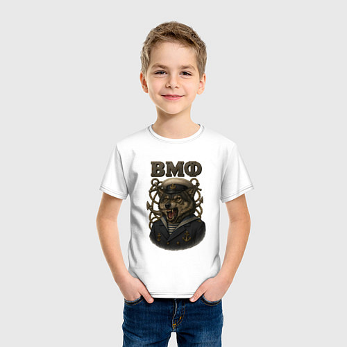 Детская футболка ВМФ волк моряк / Белый – фото 3