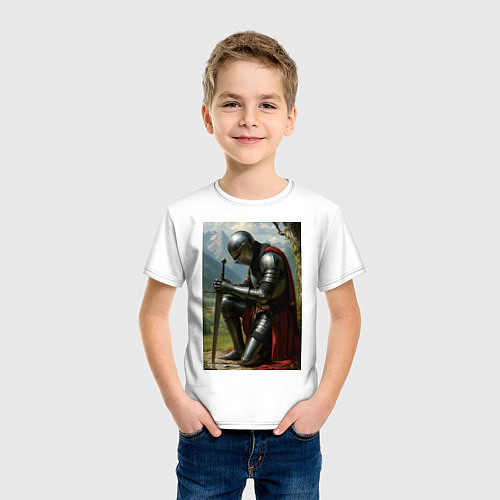Детская футболка Молитва рыцаря / Белый – фото 3