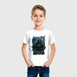 Футболка хлопковая детская ВМФ волк с флагом, цвет: белый — фото 2