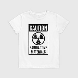 Футболка хлопковая детская Осторожно - радиоактивные материалы, цвет: белый