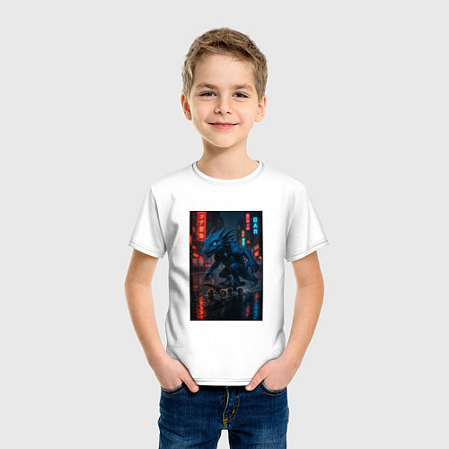 Детская футболка Дракон на Колесах / Белый – фото 3