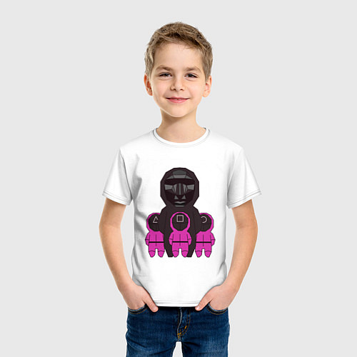 Детская футболка Персонажи сериала игра в кальмара / Белый – фото 3