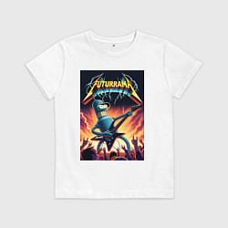 Футболка хлопковая детская Bender cool thrash rock guitarist - Futurama, цвет: белый