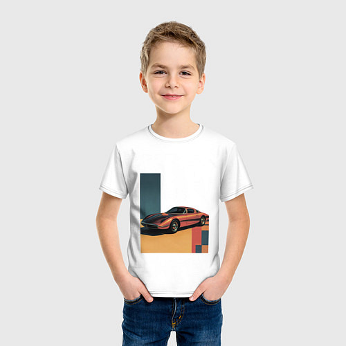 Детская футболка Ретрофутуризм спорткар поп-арт 1970-е / Белый – фото 3