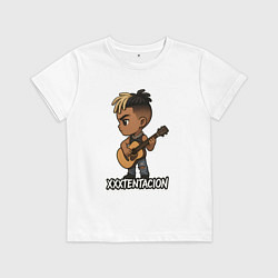 Футболка хлопковая детская XXXTentacion мультяшный, цвет: белый