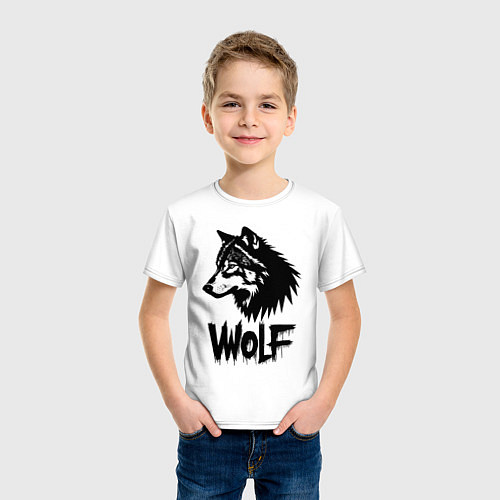 Детская футболка Волк в стиле граффити / Белый – фото 3