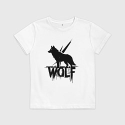 Футболка хлопковая детская Волк на страже, цвет: белый