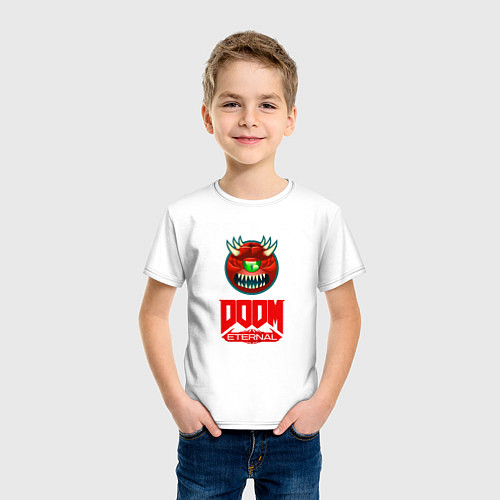 Детская футболка Doom eternal logo / Белый – фото 3