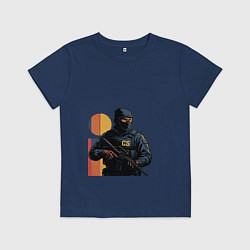 Футболка хлопковая детская Поп-арт контр-террорист CS 2, цвет: тёмно-синий