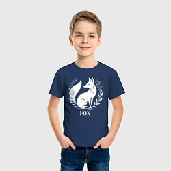Футболка хлопковая детская Лисий герб с венком, цвет: тёмно-синий — фото 2