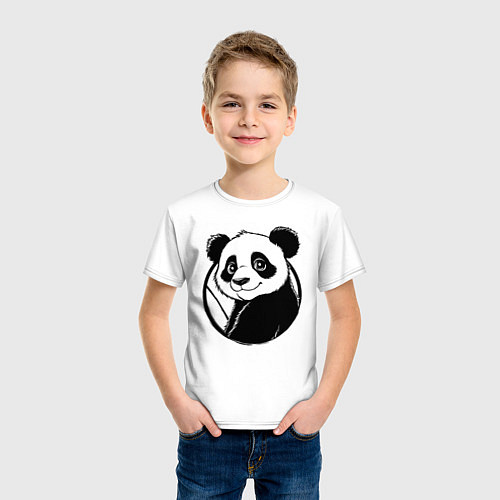 Детская футболка Панда в круге / Белый – фото 3