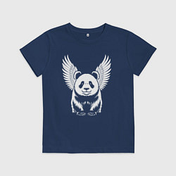 Футболка хлопковая детская Крылатая панда, цвет: тёмно-синий