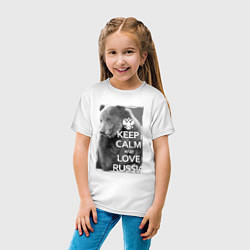 Футболка хлопковая детская Сохраняйте спокойствие и любите Россию, цвет: белый — фото 2