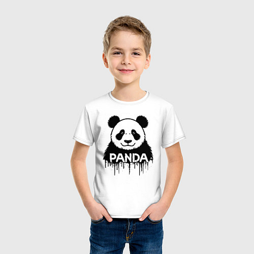 Детская футболка Панда черной краской / Белый – фото 3