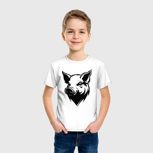 Детская футболка Свиная голова / Белый – фото 3