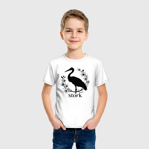 Детская футболка Аист среди цветов / Белый – фото 3