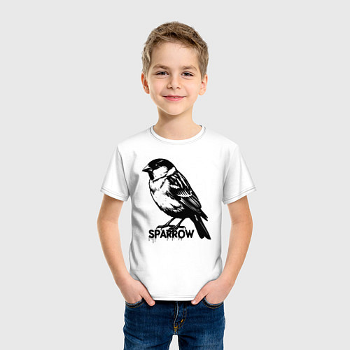 Детская футболка Графический воробей / Белый – фото 3