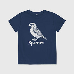 Футболка хлопковая детская Воробей в готическом стиле, цвет: тёмно-синий