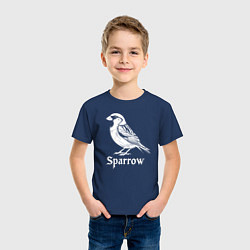 Футболка хлопковая детская Воробей в готическом стиле, цвет: тёмно-синий — фото 2