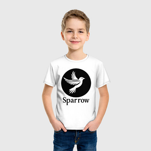 Детская футболка Воробей в круге / Белый – фото 3