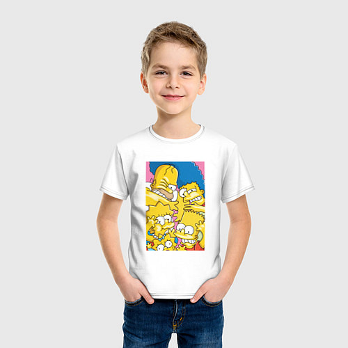 Детская футболка Симпсоны семья под стеклом / Белый – фото 3