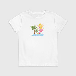 Футболка хлопковая детская Солнечный отдых, цвет: белый