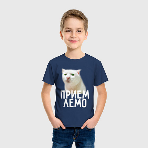 Детская футболка Приемлемо котик / Тёмно-синий – фото 3
