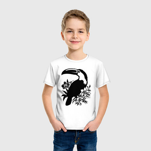 Детская футболка Тукан и цветы / Белый – фото 3