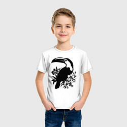Футболка хлопковая детская Тукан и цветы, цвет: белый — фото 2