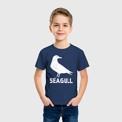 Футболка хлопковая детская Морская белая чайка, цвет: тёмно-синий — фото 2