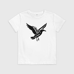 Футболка хлопковая детская Летящая чайка, цвет: белый