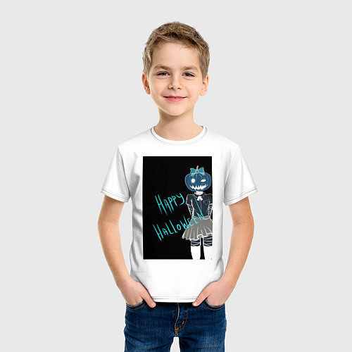 Детская футболка Хэллоуин тыквенная ночь / Белый – фото 3