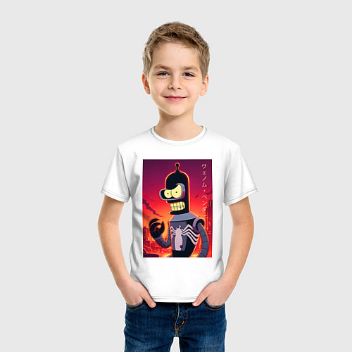 Детская футболка Веном Бендер - мем / Белый – фото 3