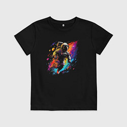 Футболка хлопковая детская Красочный космос, цвет: черный