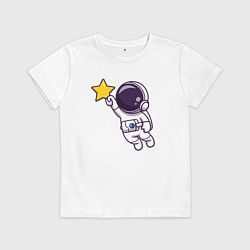 Футболка хлопковая детская Звёздный космонавтик, цвет: белый